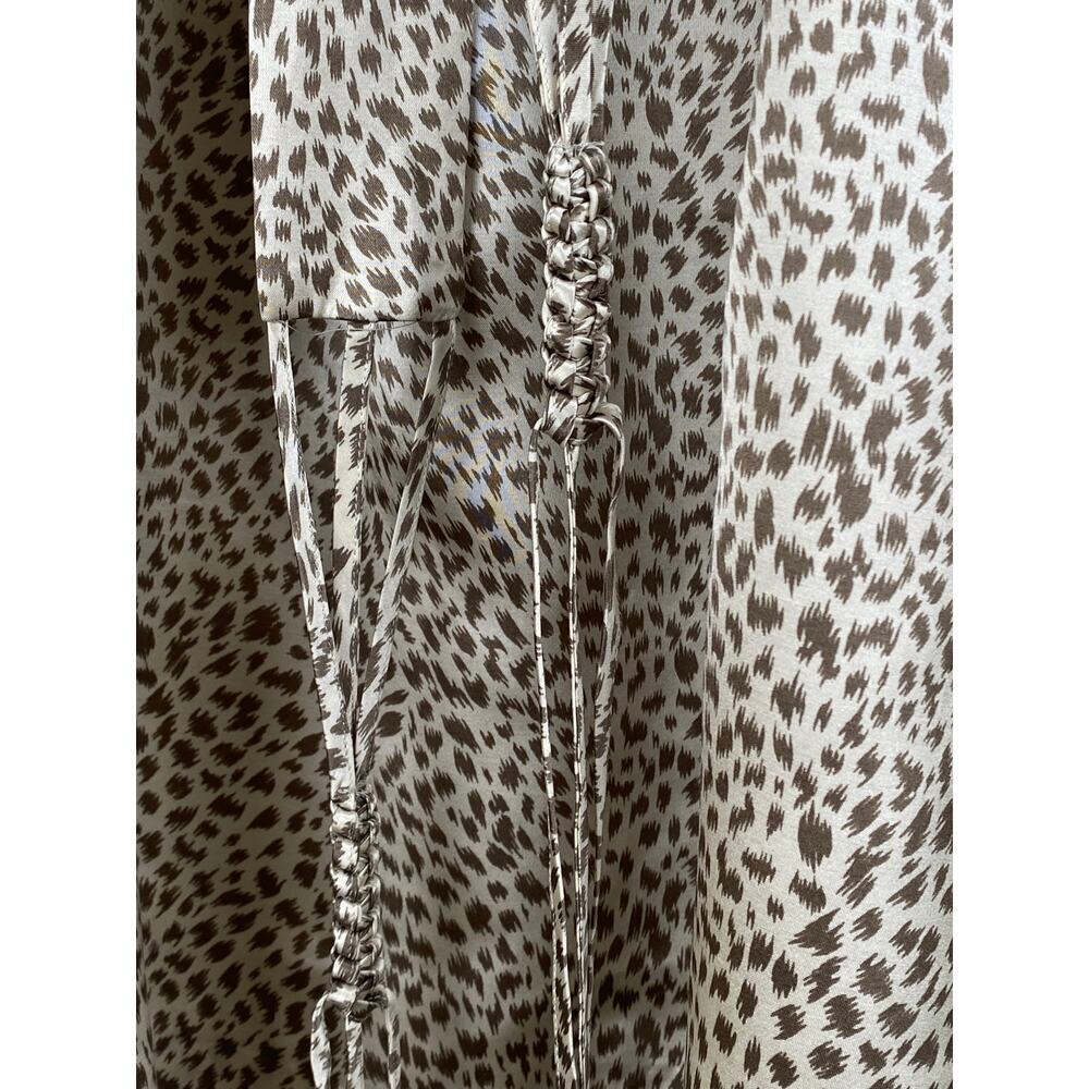 NWT Banana Republic Heritage Silk Blend Animal Long Sleeve Tie Dress Medium Ecru - Picture 7 of 12